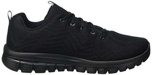 Skechers Women's 12615 GRACEFUL GET CONNECTED Sneaker, Black Mesh / Trim, 7 UK