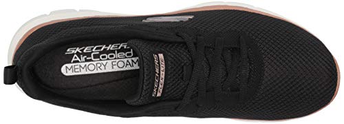 Skechers Women's Flex Appeal 4.0 Brilliant View Sneaker,Black Mesh / Rose Gold Trim,7 UK