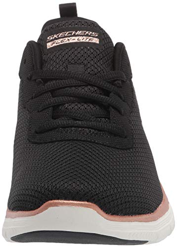 Skechers Women's Flex Appeal 4.0 Brilliant View Sneaker,Black Mesh / Rose Gold Trim,7 UK