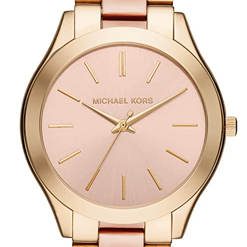 Michael Kors Watch for Women Slim Runway, Three Hand Movement, 42 mm Gold Stainless Steel Case with a Stainless Steel Strap, MK3493