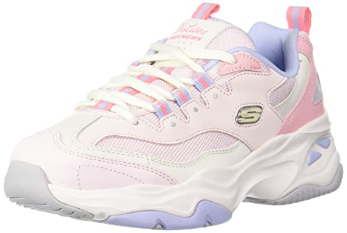 Skechers Women's D'lites 4.0 Fresh Diva Sneaker,Mauve Leather Mesh Purple White Trim,6 UK