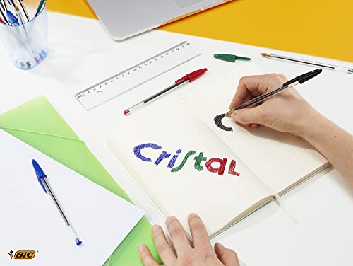 Bic Cristal Original Ballpoint Pens, Smudge-free with Medium Point (1.0 mm), Black, Ideal for Office and School, Pack of 10