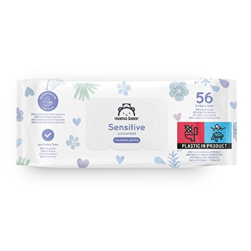 Amazon Brand – Mama Bear Sensitive Unscented Baby Wipes, 1008 Count (18 Packs of 56)