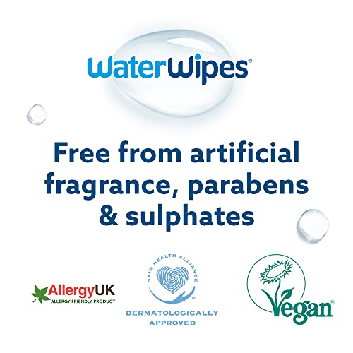 WaterWipes Original Plastic Free Baby Wipes, 720 Count (12 packs), 99.9% Water Based Wet Wipes & Unscented for Sensitive Skin