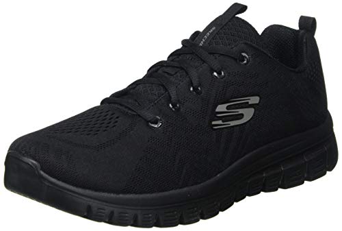 Skechers Women's 12615 GRACEFUL GET CONNECTED Sneaker, Black Mesh / Trim, 7 UK