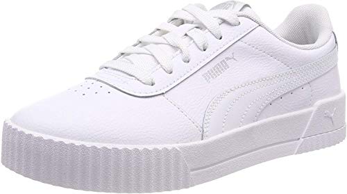 PUMA Women's Carina L Sneaker, White White White Silver, 6 UK