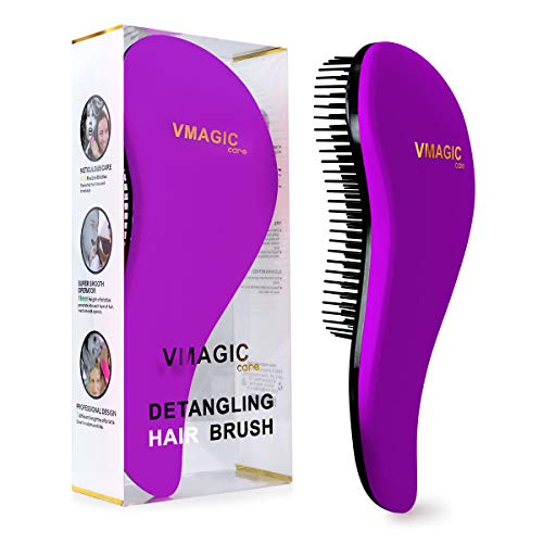 Detangling Brush - glide the Detangler Brush through Tangled hair - Best Brush/Comb for Women, Girls, Men & Boys - Use in Wet and Dry Hair (Purple)