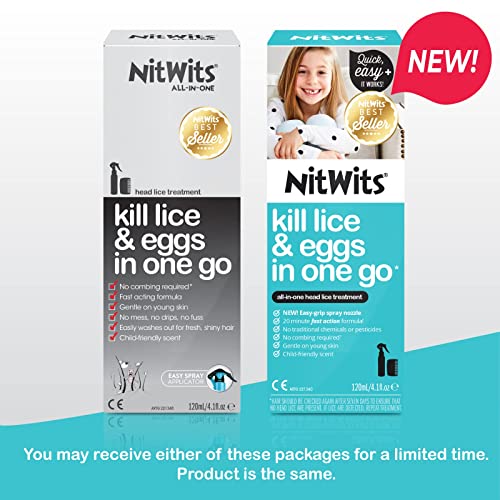 NitWits All-In-One Head Lice Treatment Spray, Kills Nits & Eggs, Includes Lice Spray 120ml & Nit Comb ,120 ml (Pack of 1)