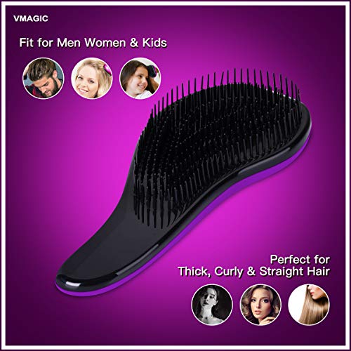 Detangling Brush - glide the Detangler Brush through Tangled hair - Best Brush/Comb for Women, Girls, Men & Boys - Use in Wet and Dry Hair (Purple)