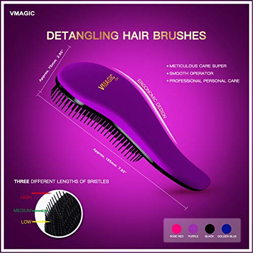 Detangling Brush - glide the Detangler Brush through Tangled hair - Best Brush/Comb for Women, Girls, Men & Boys - Use in Wet and Dry Hair (Purple)