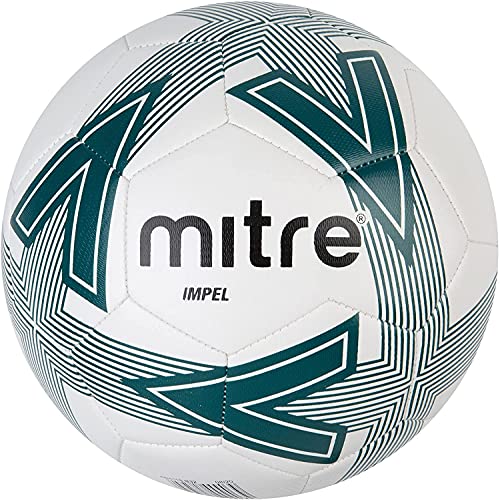 Mitre Impel L30P Football, Highly Durable, Shape Retention, For All Ages, White, Dark Green, Black, Ball Size 5