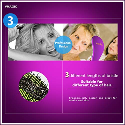 Detangling Brush - glide the Detangler Brush through Tangled hair - Best Brush/Comb for Women, Girls, Men & Boys - Use in Wet and Dry Hair (Purple)