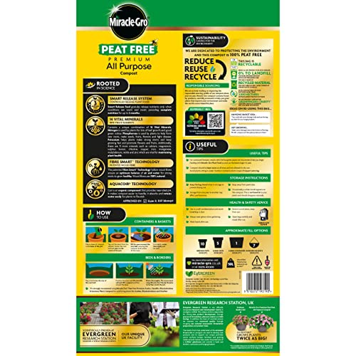 Miracle-Gro PEAT FREE Premium All Purpose Compost, 50 Litres