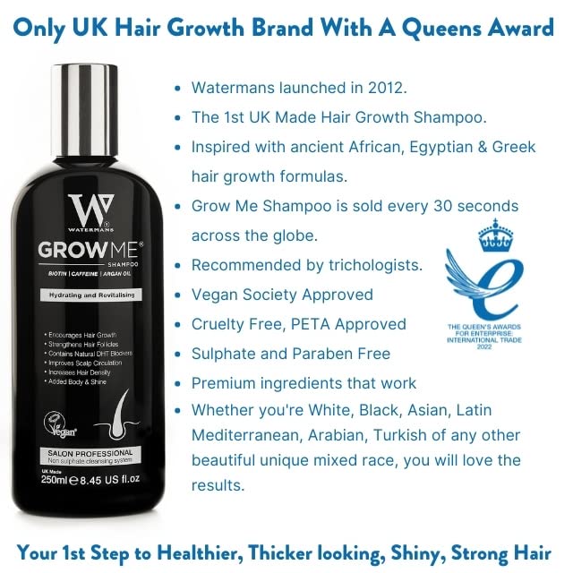 Grow Me® Hair Growth Shampoo - Not just a Caffeine Shampoo we include Biotin, Argan Oil, Rosemary, Niacinamide. Hair Thickening Treatment for Women & Men with progressed thinning.