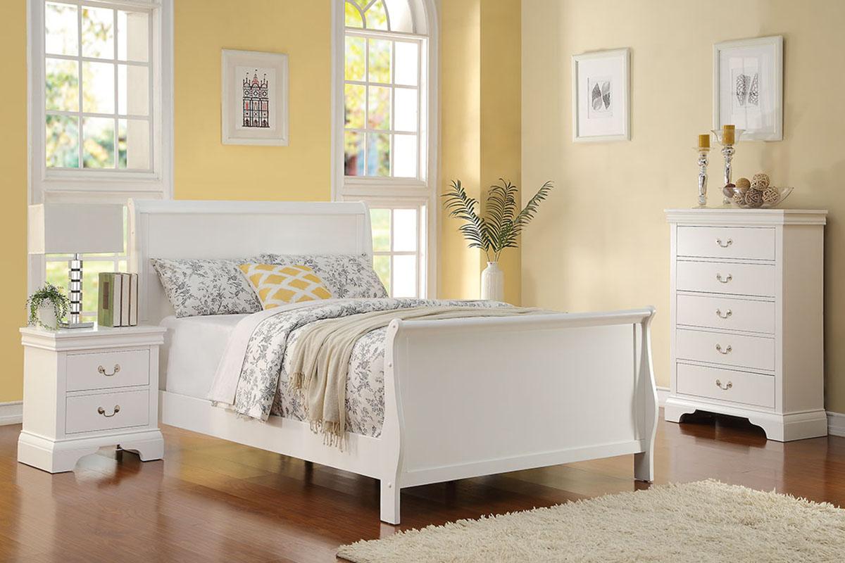 Modern Bedroom Nightstand White Color Drawers Bed Side Table Plywood